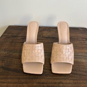 Marc Fisher Ltd Dara Leather Square Toe Heel Sandals, Size 8.5